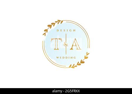 TA beauty monogram and elegant logo design handwriting logo of initial signature, wedding, fashion, floral and botanical with creative template. Stock Vector