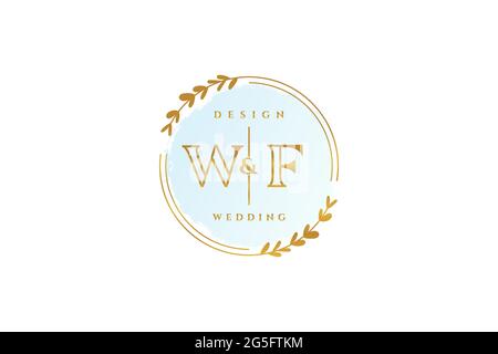 WF beauty monogram and elegant logo design handwriting logo of initial signature, wedding, fashion, floral and botanical with creative template. Stock Vector