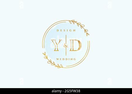 YD beauty monogram and elegant logo design handwriting logo of initial signature, wedding, fashion, floral and botanical with creative template. Stock Vector