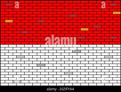 Indonesian flag on brick background, Indonesia. Vector Illustration Stock Vector
