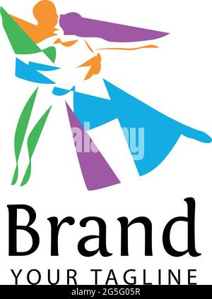 Dancing couple logo vector, flat design Stock Vector
