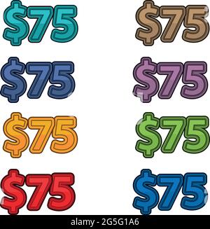 Illustration Vector of price 75dollars Stock Vector