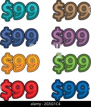 Illustration Vector of price 99 dollars Stock Vector