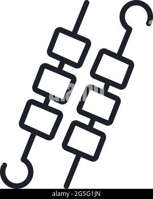 Barbecue bbq skewers icon. Vector isolated linear icon contour shape outline. Thin line. Modern glyph design. Meat products. Food ingredients Stock Vector