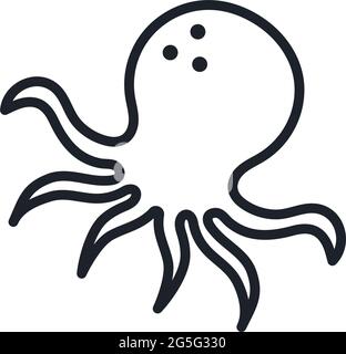 Octopus icon. Vector isolated linear icon contour shape outline. Thin line. Modern glyph design. Meat products fish and sea food. Marine life Stock Vector