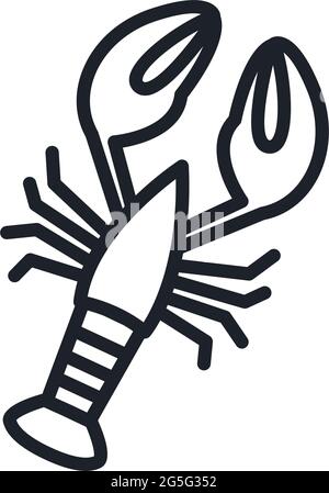 Crayfish crawfish lobster omar icon. Vector isolated linear icon contour shape outline. Thin line. Modern glyph design. Meat products fish and sea Stock Vector