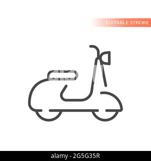 Motor scooter line vector icon. Outline, editable stroke. Stock Vector