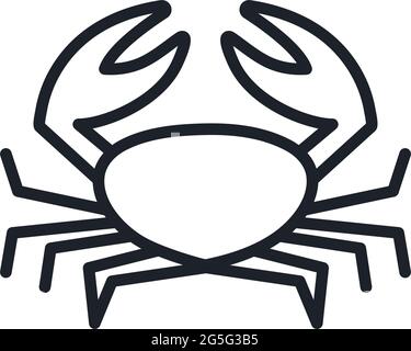 Crab icon. Vector isolated linear icon contour shape outline. Thin line. Modern glyph design. Meat products fish and sea food. Marine life Stock Vector