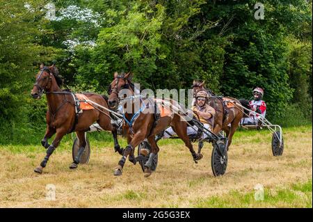 Lissangle, Caheragh, West Cork, Ireland. 27th June, 2021. There was an 8 race card at Lissangle today in the sulky racing on a very warm and sunny day. The feature race on the card was race 5 in which 'Barus D'Occagnes' won. Credit: AG News/Alamy Live News Stock Photo