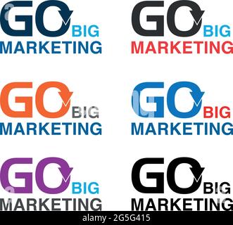 Go big marketing with arrow icon. Flat vector illustration on white background. Stock Vector