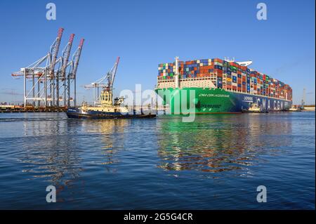 The LNG-powered Ultra Large container ship CMA CGM Champs Elysees at DP ...