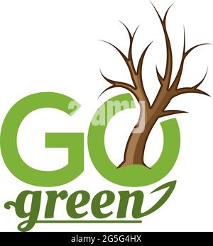 Go green Eco icon with dead tree. Vector illustration on white background Stock Vector