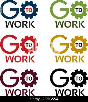 Go to work  stock icons. Colorful set icon. label. vector Stock Vector
