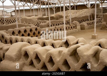 Chan Chan was the largest mud-brick city in the Americas and is now a UNESCO World Heritage Site in Northern Peru Stock Photo