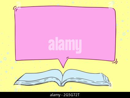 Open Book illustration With Speech Bubble Presenting A Quote Message. Dictionary With A Conversation Balloon Showing Meanings And Explanation. Top Stock Vector