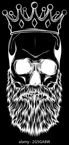 silhouette human skull with beard vector illustration design Stock ...