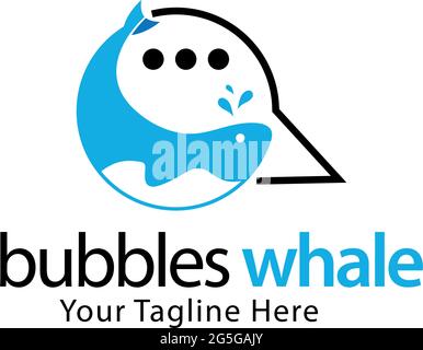 Whale bubbles stock logo template, flat design Stock Vector