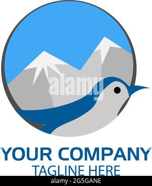 Penguin logo in the circle. flat design. Penguin silhouette. Vector Illustration on white background Stock Vector