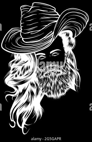 Bearded cowboy in a hat. Cool American man Stock Vector