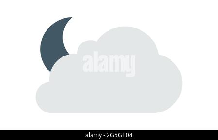 cloudy night simple icon on white vector image Stock Vector