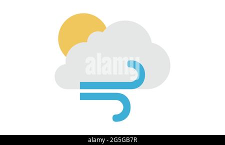 Strong wind sun and cloud color icon vector image Stock Vector