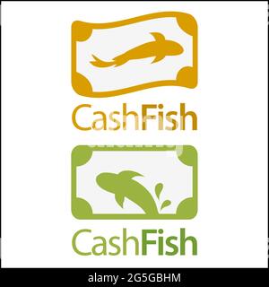 Cash Fish Icon. Vector illustration on white background. Stock icon Stock Vector