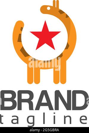 Circle giraffe logo. flat design. cute giraffe. Vector Illustration on white background Stock Vector