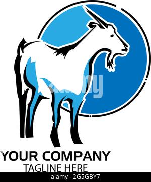 Goat logo in the circle. flat design. Goat silhouette. Vector Illustration on white background Stock Vector