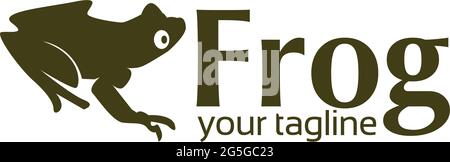 Green frog stock logo, flat design. Frog silhouette. Vector Illustration on white background Stock Vector