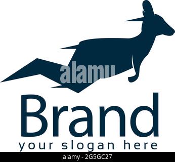 Kangaroo quick logo, flat design. Vector Illustration on white background Stock Vector