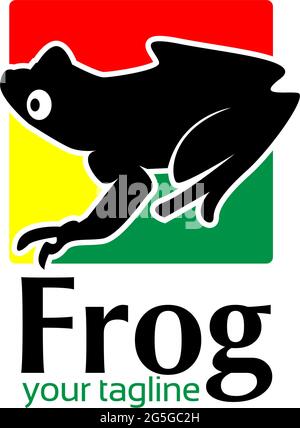 Frog stock logo. flat design. Frog silhouette. Vector Illustration on white background Stock Vector