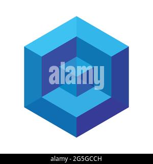 Abstract geometric shapes in isometric projection. Optical illusion. Transparent cube. Vector illustration for design. Stock Vector