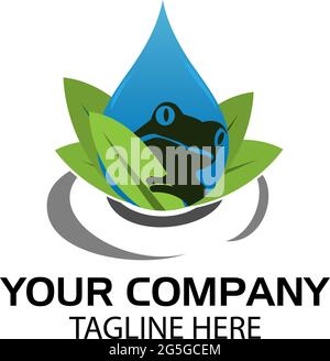 Frog and water stock logo, Vector Illustration on white background Stock Vector