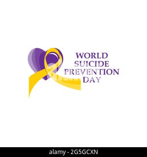 World Suicide Prevention Day (September 10) concept with awareness ribbon. Colorful vector illustration for web and printing.EPS 10 Stock Vector