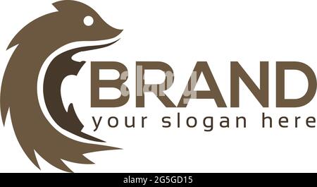 Hedgehog logo template, flat design Stock Vector