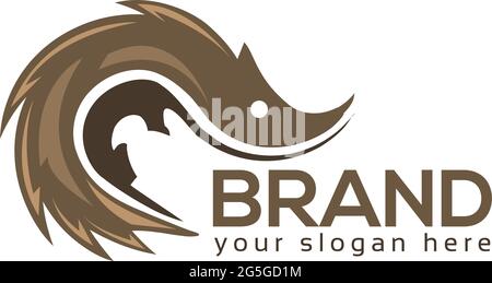 Hedgehog logo template, flat design Stock Vector