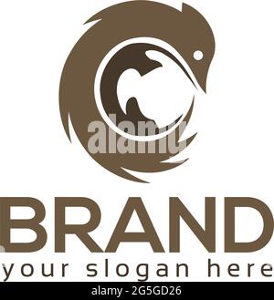 Hedgehog logo template, flat design Stock Vector