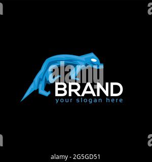 Lizard logo template. Vector illustration on black background. Stock Vector