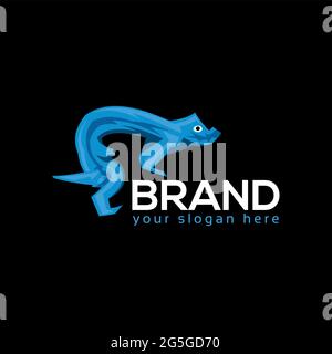 Lizard logo template. Vector illustration on black background. Stock Vector