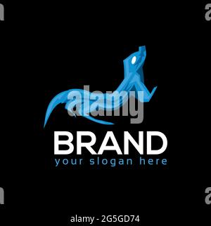 Lizard logo template. Vector illustration on black background. Stock Vector