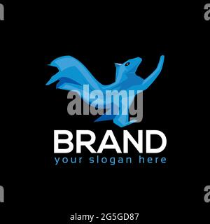 Squirrel logo template. Vector illustration on black background. Stock Vector