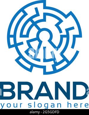 Key Labyrinth logo template. flat design Stock Vector