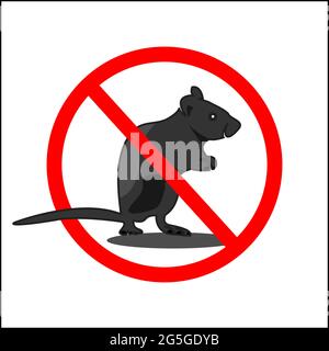 No rat sign, Vector Illustration on white background. Rat killer Stock Vector