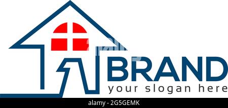 Eagle house stock logo template. Flat design Stock Vector