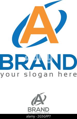 Letter A stock logo,.Swoosh Logo. F initial Stock Vector