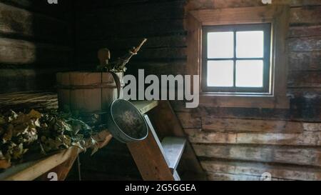 Old traditional finish sauna. Stock Photo