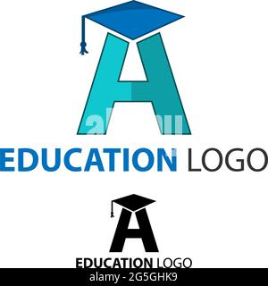 Graduation logo stock, Letter A, Education logo. Stock Vector
