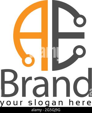 Letter AE stock logo, AE initial., flat design. technology logo. Stock Vector