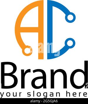 Letter AC stock logo, AC initial., flat design. technology logo. Stock Vector