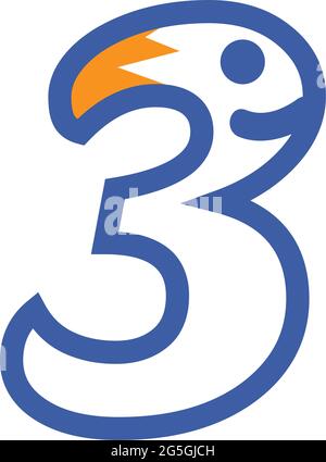 Number three icon stock, flat design. people and number icon Stock Vector